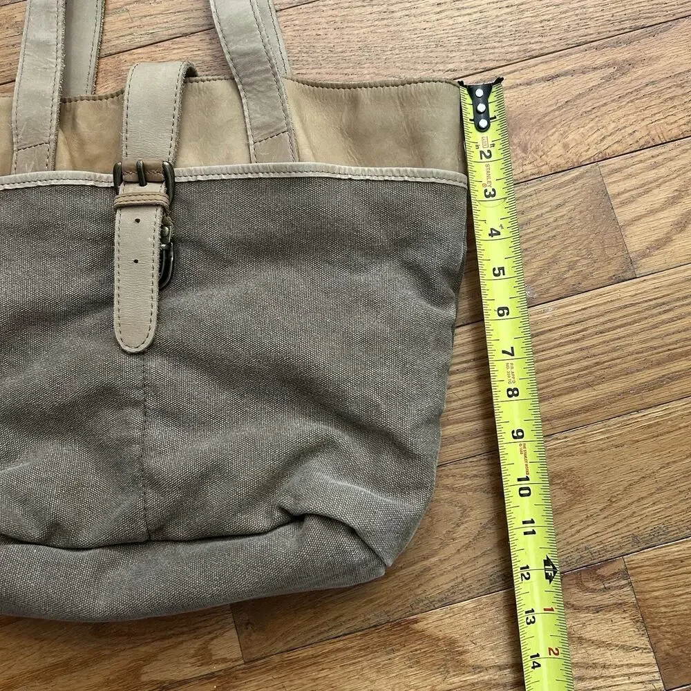 Vintage Ll Bean Canvas Leather Trim Boat And Tote Shoulder Buckle Bag